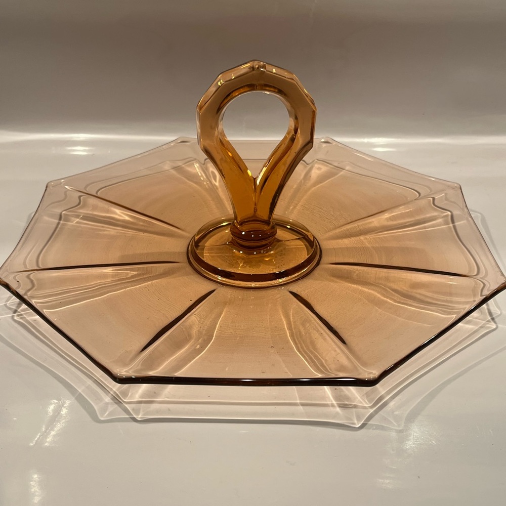 Pink Depression Glass Tidbit Dish with Handle